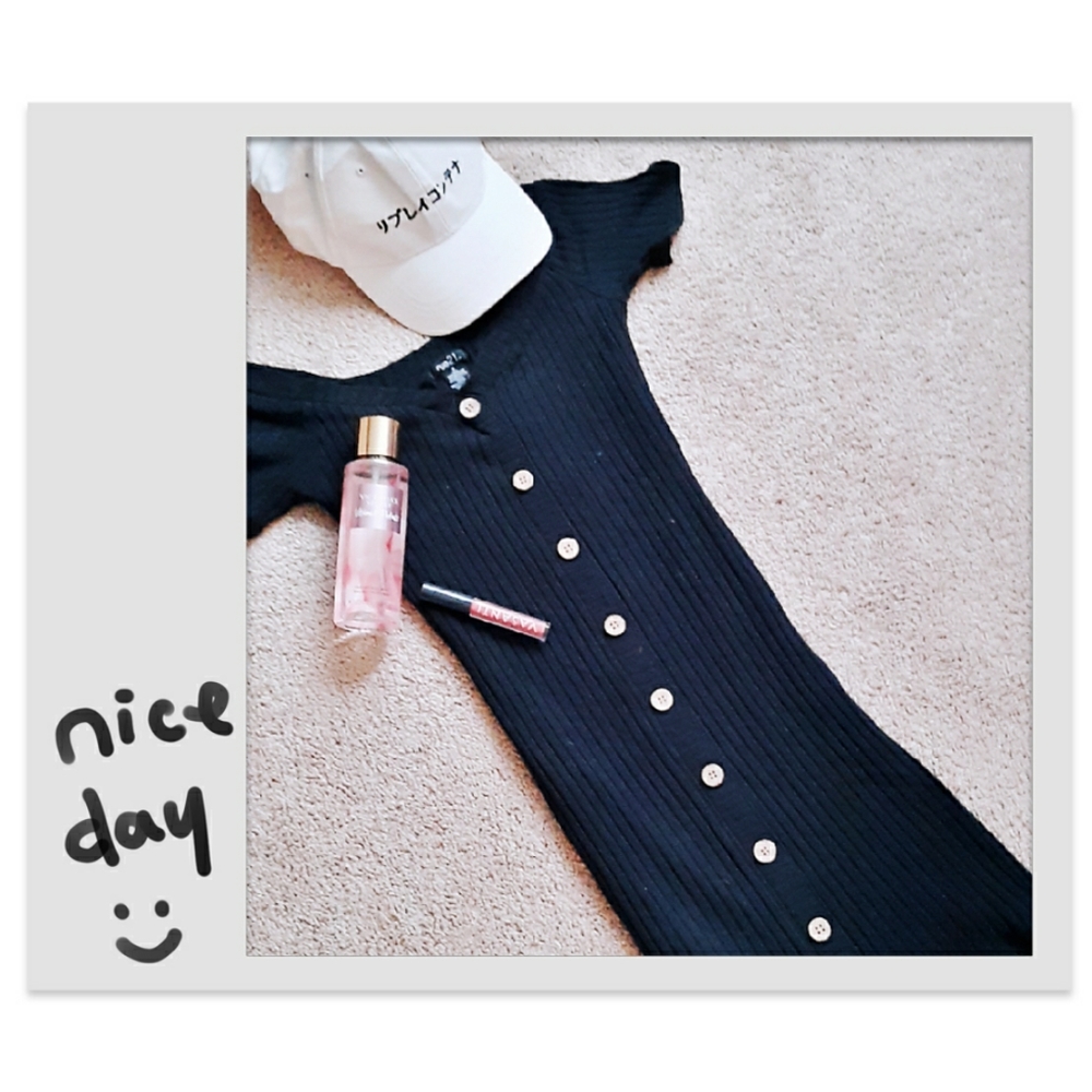 Black Rue 21 Ribbed Knit Button Down Bodycon Dress